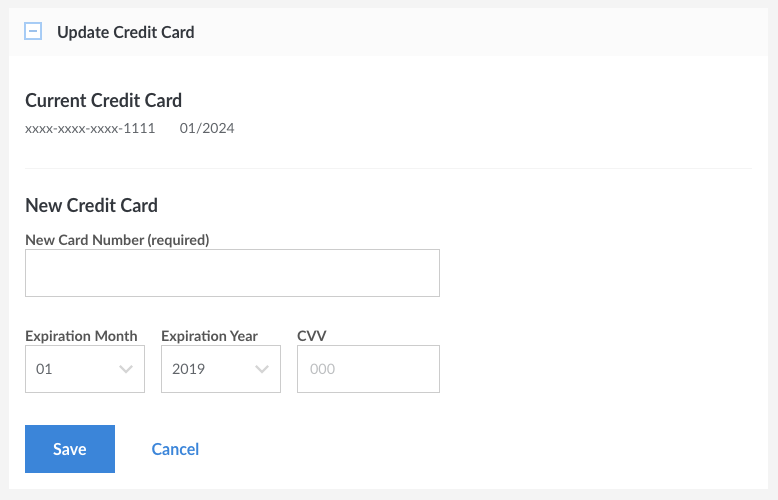 Update your credit card information.